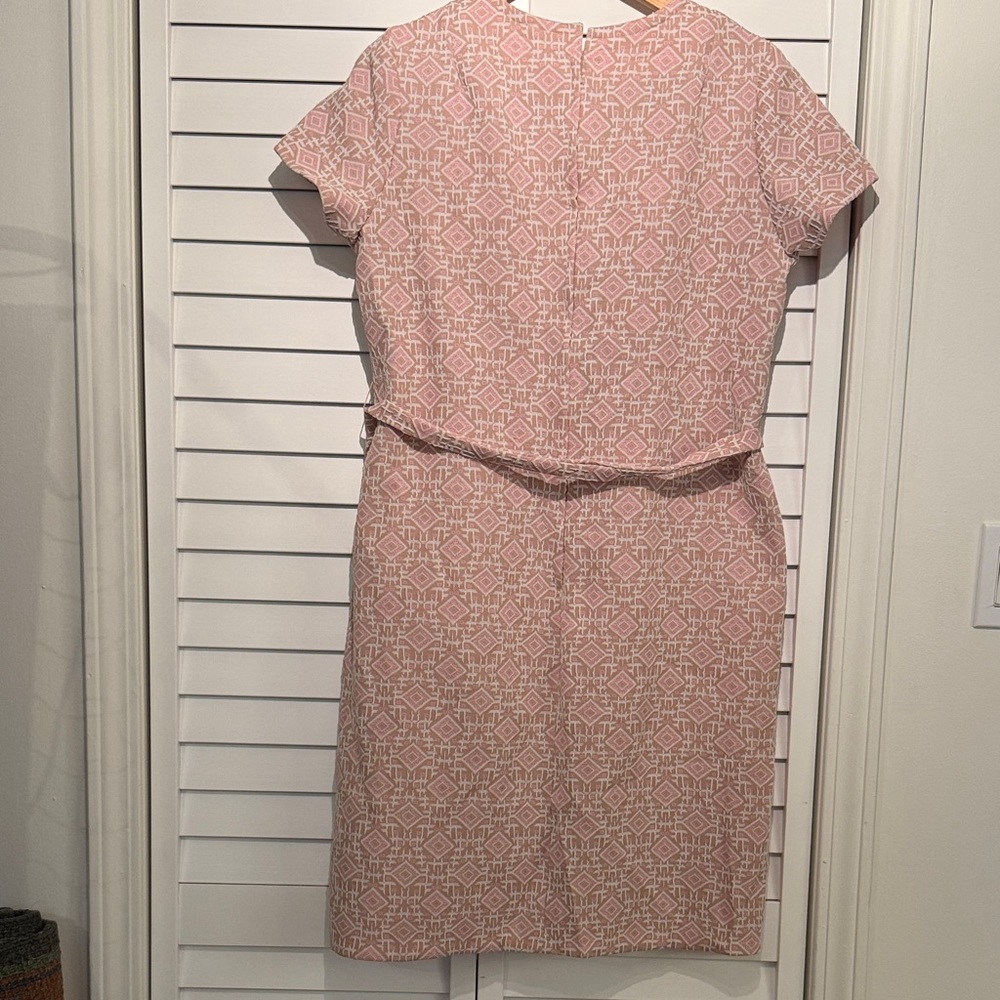 Vintage, 60’s, Pink & Taupe, Geometric-Patterned Women's Dress Double-knit poly - Picture 7 of 16